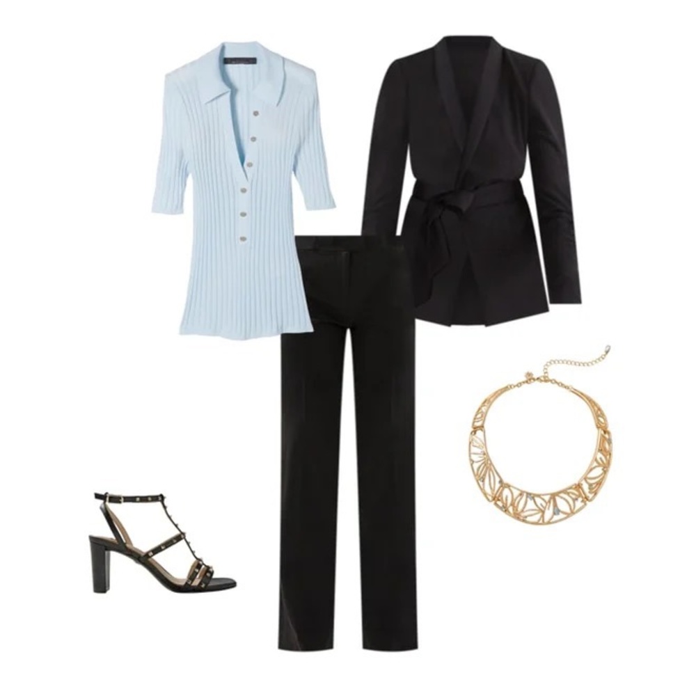 White House Black Market WIDE leg pant, Black, pockets, double hook front zip 2 - Picture 2 of 8